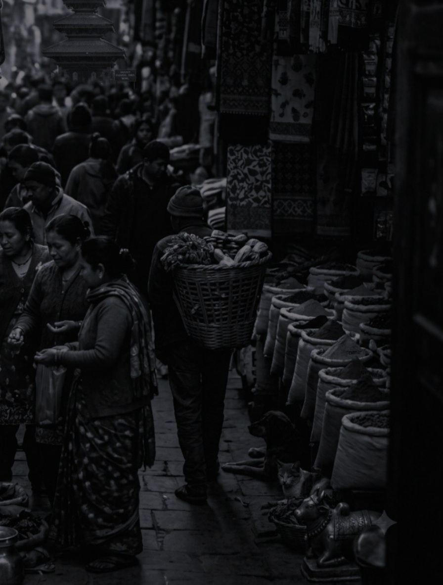Busy street crowd